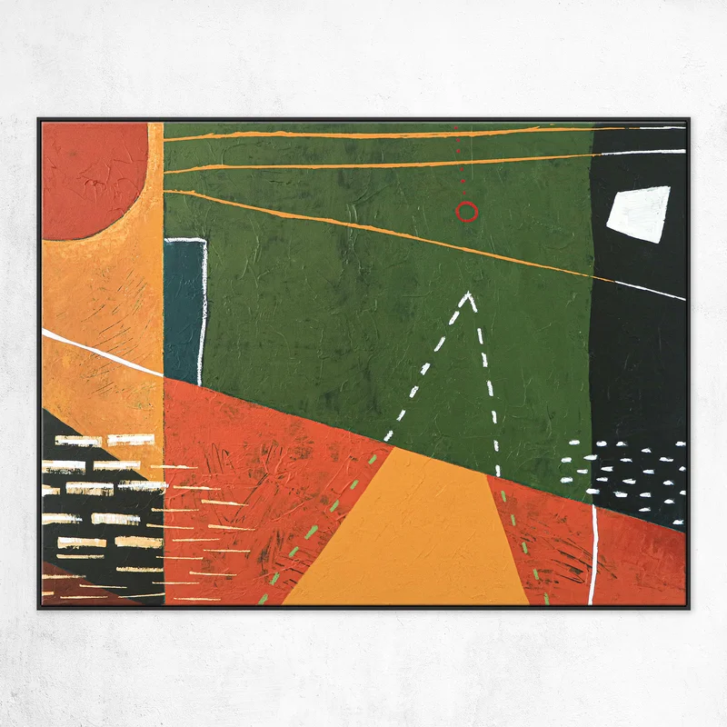 Geometric Abstract Original Acrylic Painting of Emotional Anticipation, Godot in Modern Large Canvas Wall Art | A Godot