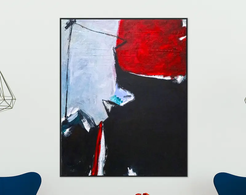 Expressionist Abstract Original Acrylic Painting, Red & Black Modern Canvas Wall Art | The unbearable lightness