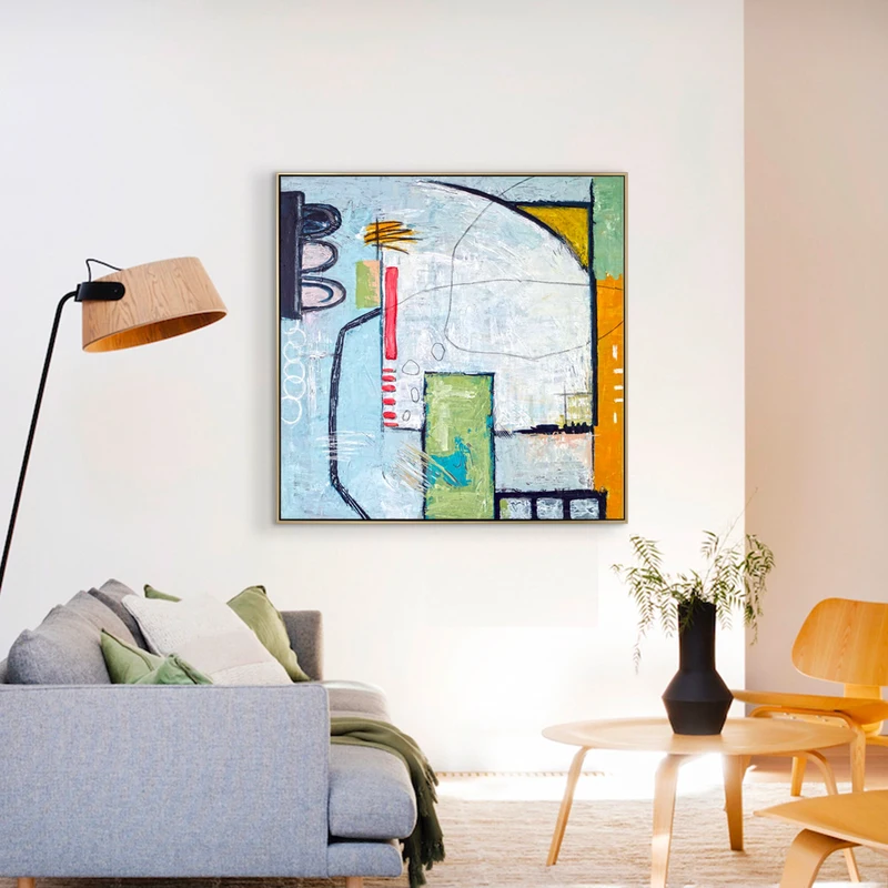 Abstract Painting Original Large Acrylic Canvas Wall Art, Playful and Colorful Modern Abstract Art on Canvas - The Wait