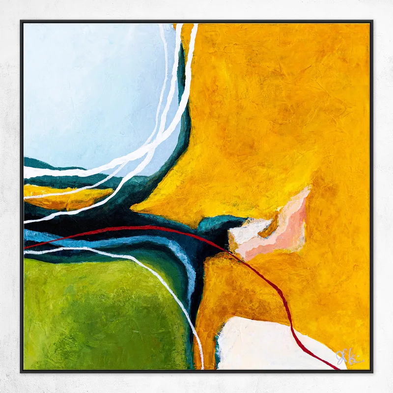 Large Original Abstract Expressionism Painting, Modern Yellow and Green Hues Canvas Wall Art | Kalliroi II