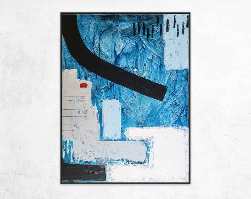 Blue-Themed Abstract Original Acrylic Painting, Large Modern Canvas Wall Art for Mysterious Oceanic City | Atlantis