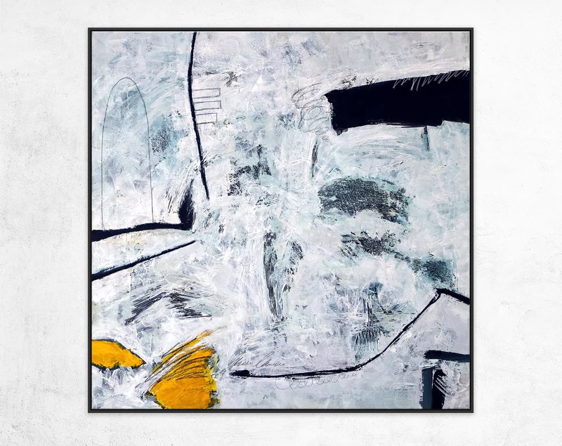 Black & White Modern Original Abstract Acrylic Painting, Large Canvas Wall Art of Unique Textural Depth | Independent variable