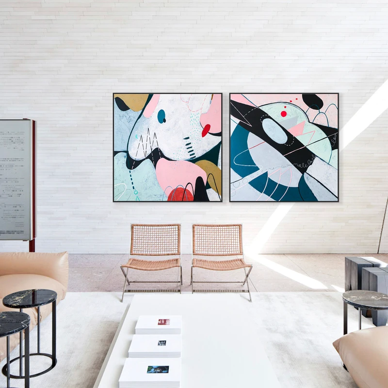 2 Set of Large Abstract Original Acrylic Painting, Modern Contemporary Canvas Wall Art | Entropy + Natura (2 Set)