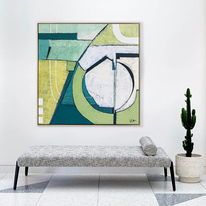 Comprehensive Abstract Green painting, Original Large Canvas Wall Art Inspired by Spring, Song, and Childhood | In toto