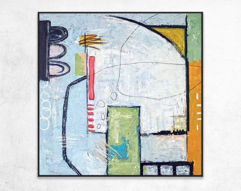 Abstract Painting Original Large Acrylic Canvas Wall Art, Playful and Colorful Modern Abstract Art on Canvas - The Wait