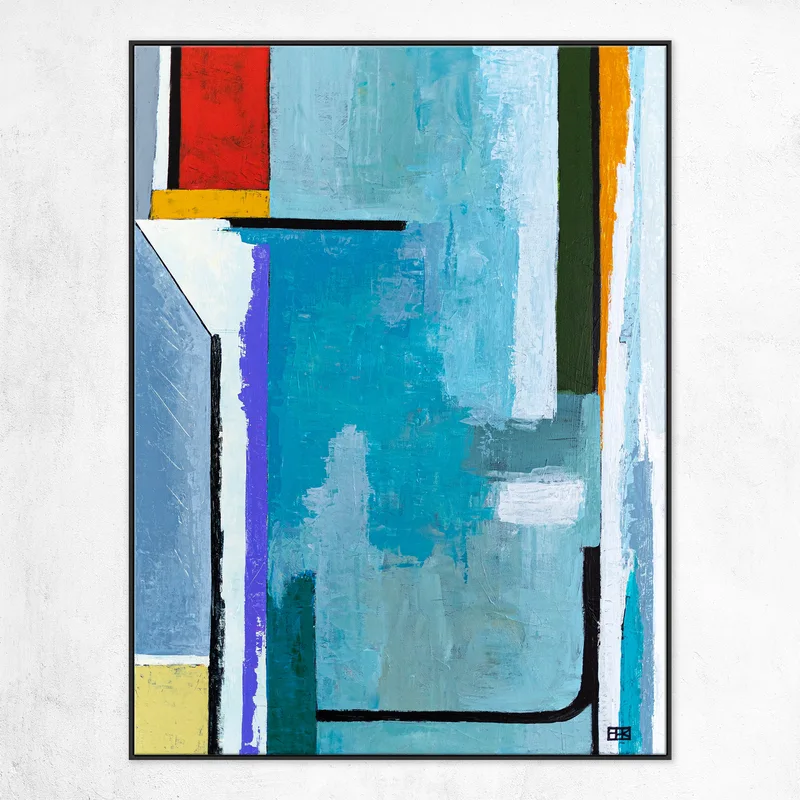 Large Geometric Original Abstract Painting in Acrylic, Large Contemporary Modern Canvas Wall Art | Modern Somber