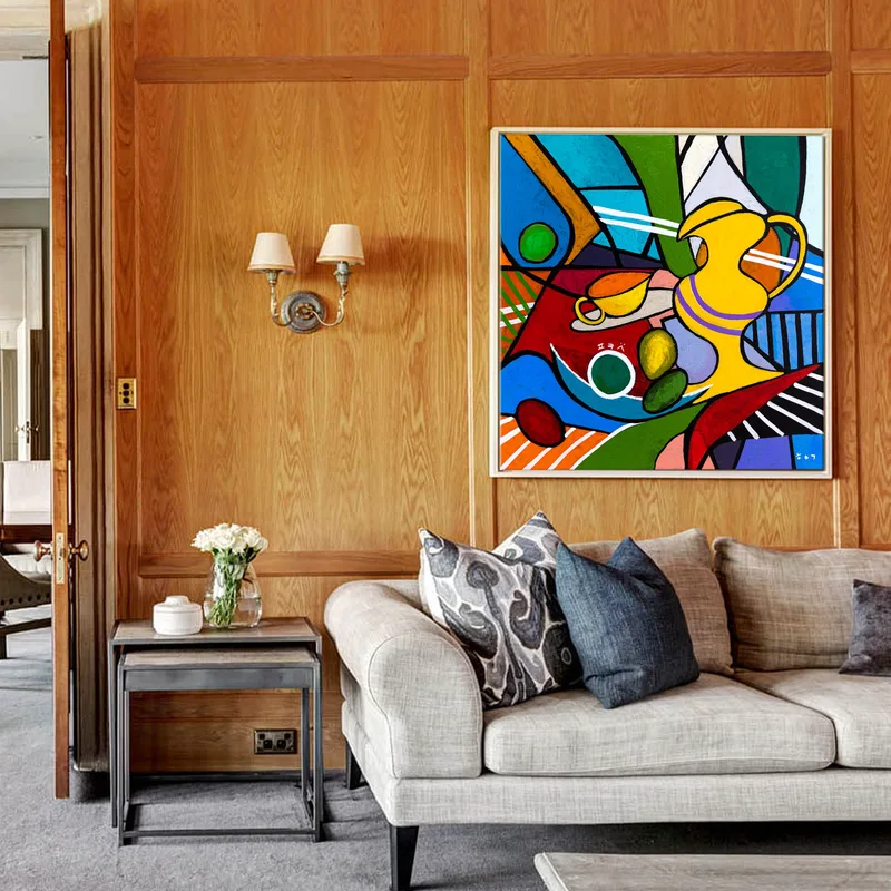 Bold Geometric Original Abstract Painting, Large Modern Canvas Wall Art in Bright Colors, Modern Take | Still-pop