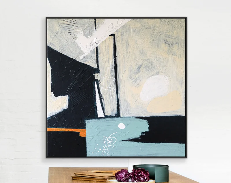 Contemplative Modern Abstract Original Acrylic Painting, Minimalist Canvas Wall Art of Spatial Gaps | Through space
