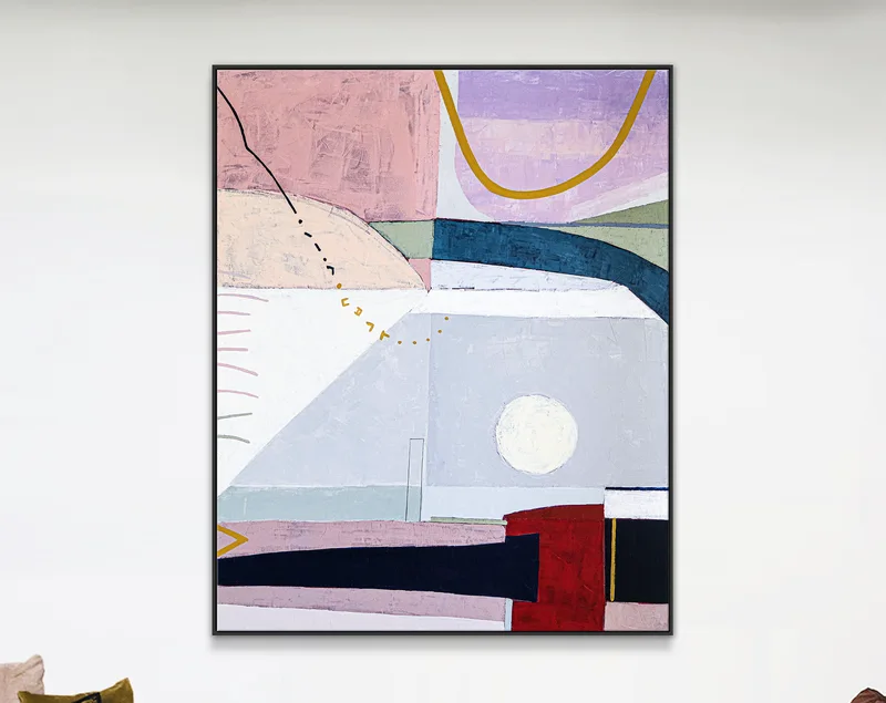 Lyrical Sensibility Colorful Abstract Original Acrylic Painting, Large Contemporary Modern Canvas Wall Art | Hear the moon