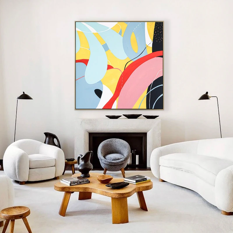 Vibrant Large Abstract Original Acrylic Painting Expressing Joy, Free-Spirited Contemporary Modern Canvas Wall Art | Gaudium