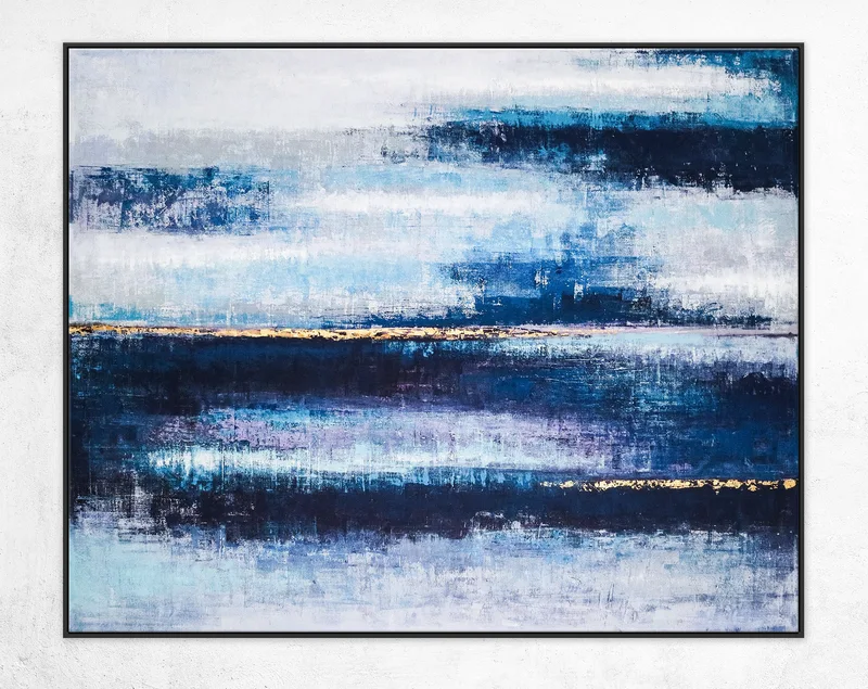 Midnight Tranquility in Acrylic Abstract Original Painting, Large Modern Blue Canvas Wall Art | Mystic Blue