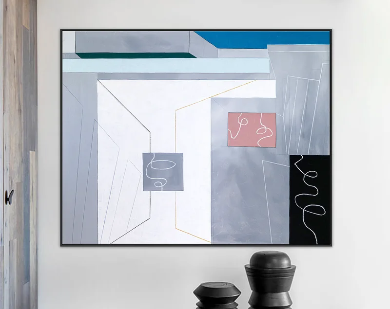 Minimalist Geometric Large Abstract Original Acrylic Painting, Abstractions of Architectural Feelings Modern Canvas Wall Art | Pure state