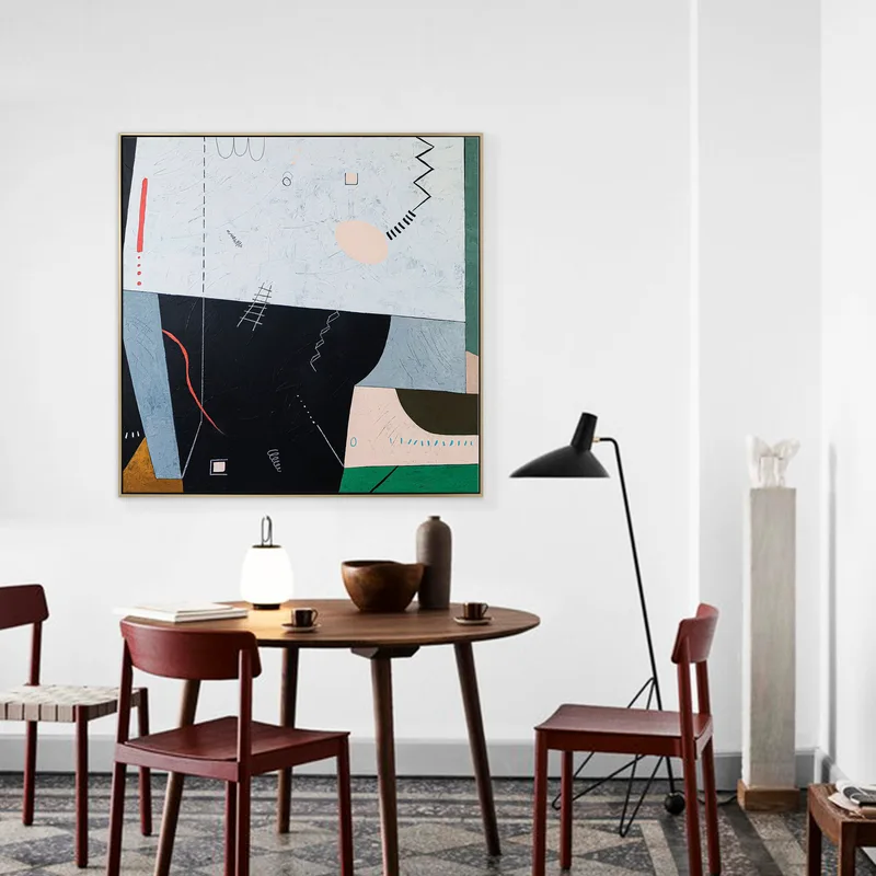 Geometric Large Abstract Original Acrylic Painting, Contemporary Modern Canvas Art with Enchanting Fairy Tale Elements | Albeit
