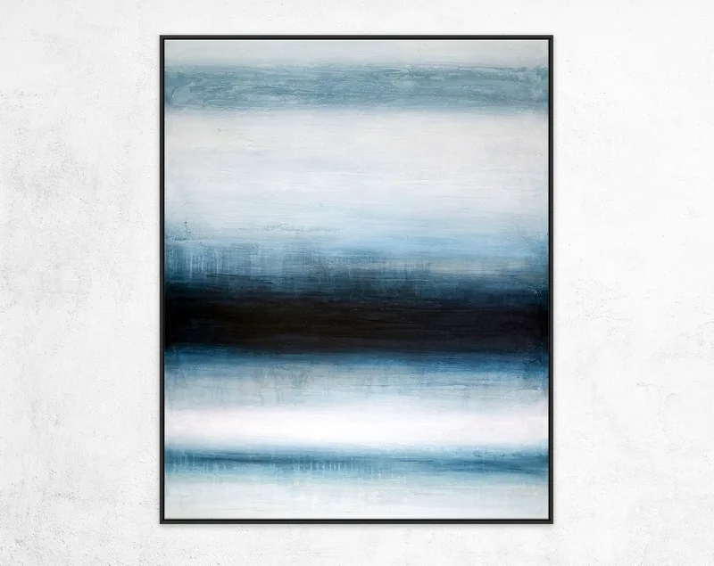 Original Acrylic Minimalist Modern Abstract Blue Painting, Large Canvas Wall Art with Depths of the Human | Perception