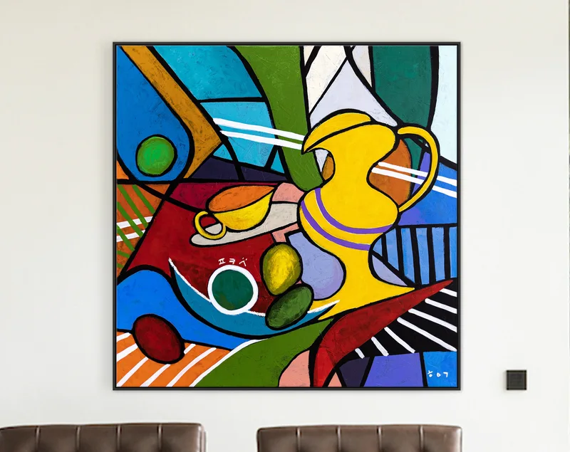 Bold Geometric Original Abstract Painting, Large Modern Canvas Wall Art in Bright Colors, Modern Take | Still-pop