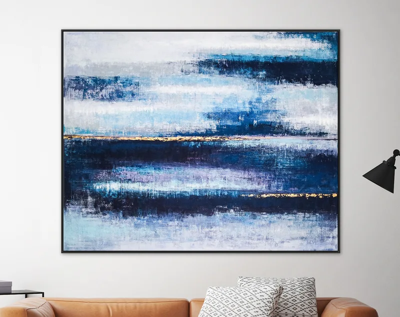 Midnight Tranquility in Acrylic Abstract Original Painting, Large Modern Blue Canvas Wall Art | Mystic Blue