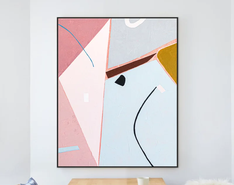 Minimalistic Expression Abstract Large Painting in Beautiful Colors, Original Canvas Wall Art in Contemporary Style | Romantic malfunction