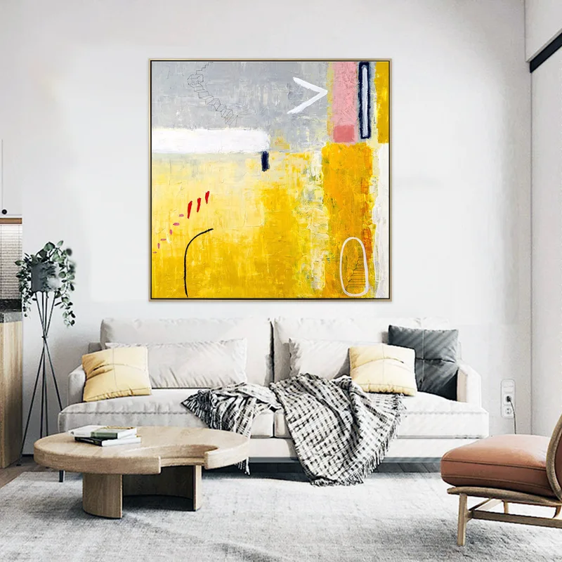 Daydream in Yellow Abstract Original Acrylic Painting, Large Modern Canvas Wall Art of Vibrant Surreal Journey | Tuesday dream