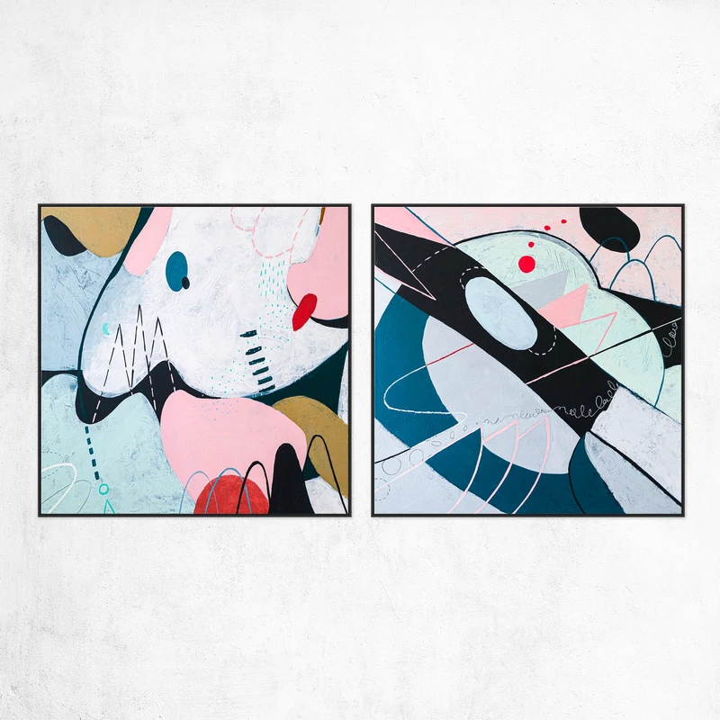 2 Set of Large Abstract Original Acrylic Painting, Modern Contemporary Canvas Wall Art | Entropy + Natura (2 Set)