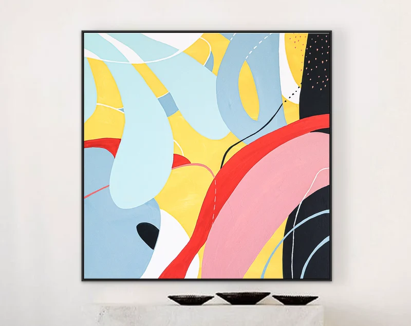 Vibrant Large Abstract Original Acrylic Painting Expressing Joy, Free-Spirited Contemporary Modern Canvas Wall Art | Gaudium
