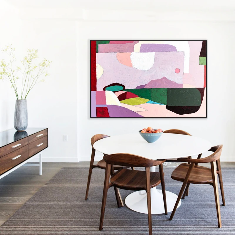 Pink Emphasis Large Original Abstract Colorful Painting, Imagining Landscape Modern Canvas Wall Art | Altrosa