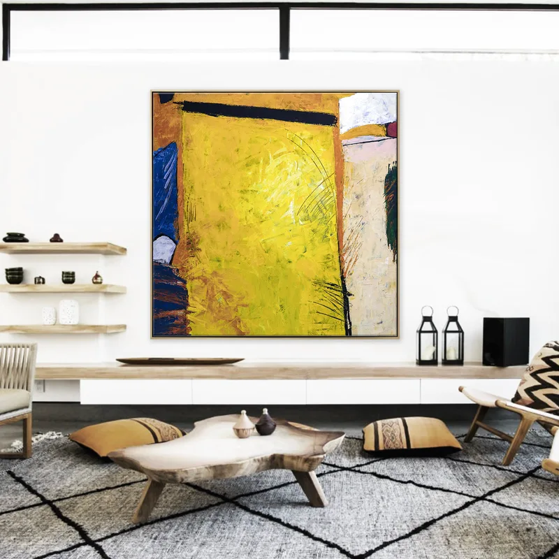 Vibrant California-Inspired Large Abstract Acrylic Original Painting, Playful & Yellow Canvas Wall Art | Sunshine