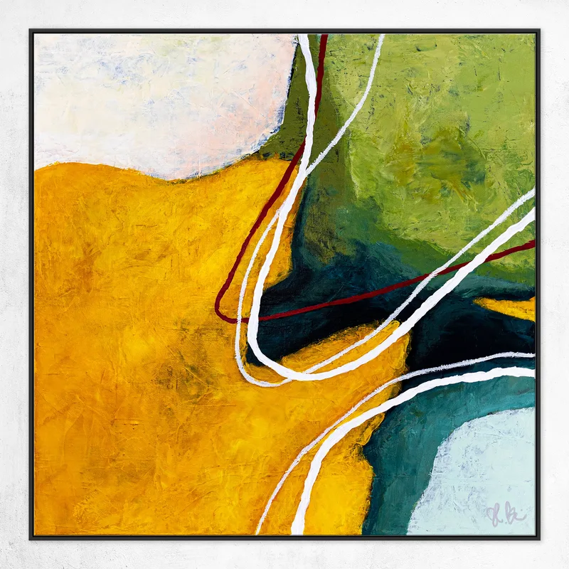 Large Original Abstract Expressionism Painting, Modern Yellow and Green Hues Canvas Wall Art | Kalliroi I