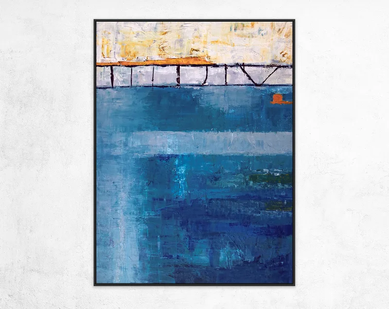 Modern Blue Abstract Original Acrylic Painting, Large Contemporary Canvas Wall Art of the Ebb & Flow of Life | Passage