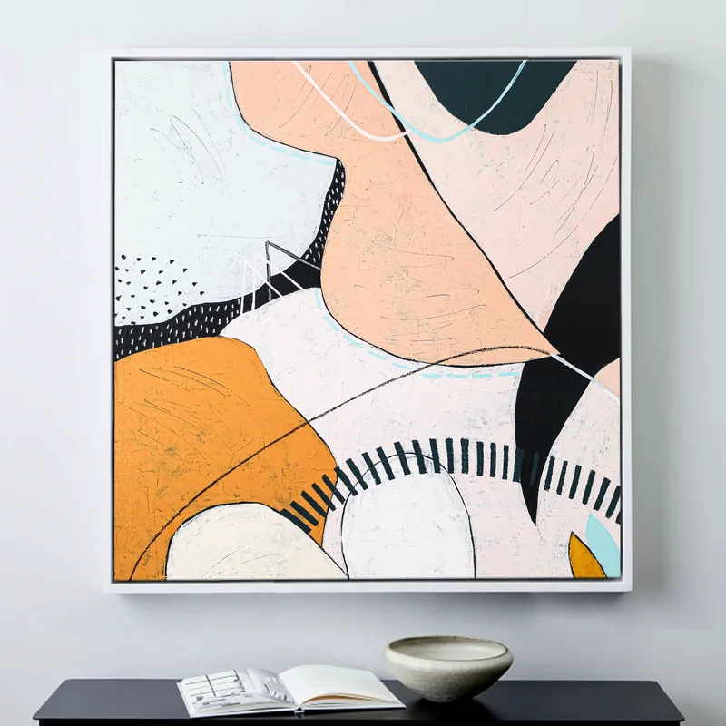 Sentimental Geometric Large Modern Abstract Original Acrylic Painting, Peaceful Contemporary Canvas Wall Art | My day, your night