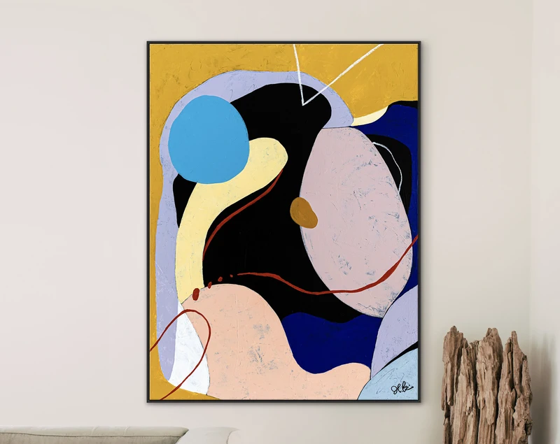 Vibrant Colors Original Abstract Painting, Modern Acrylic Canvas Wall Art for Living Room | Catalytic