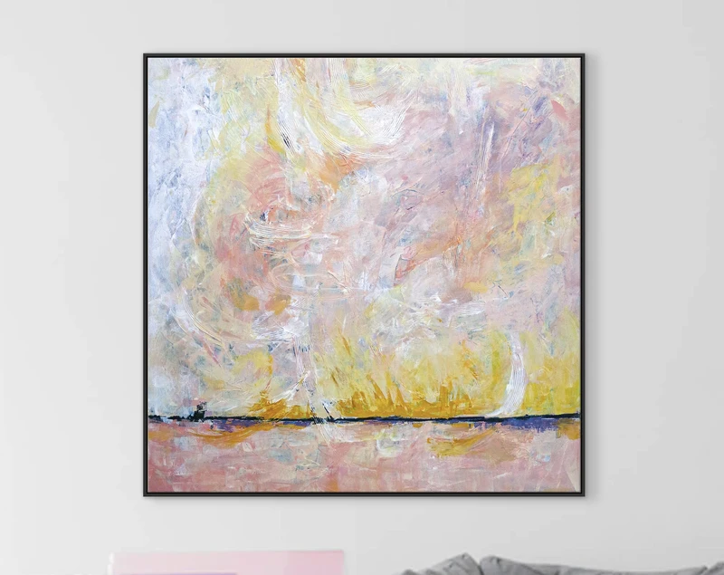 Colorful & Bright Expression Original Abstract Acrylic Painting, Large Modern Expressionism Canvas Wall Art | Blush field