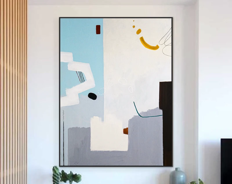 Captivating Geometric Original Acrylic Abstract Painting, Unveiling a Large Contemporary Modern Canvas Wall Art | Volo