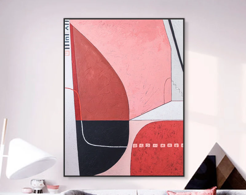 Expressing the Inexpressible in Original Abstract Acrylic Painting, Contemporary Modern Canvas Wall Art of Red & Pink | Decipher