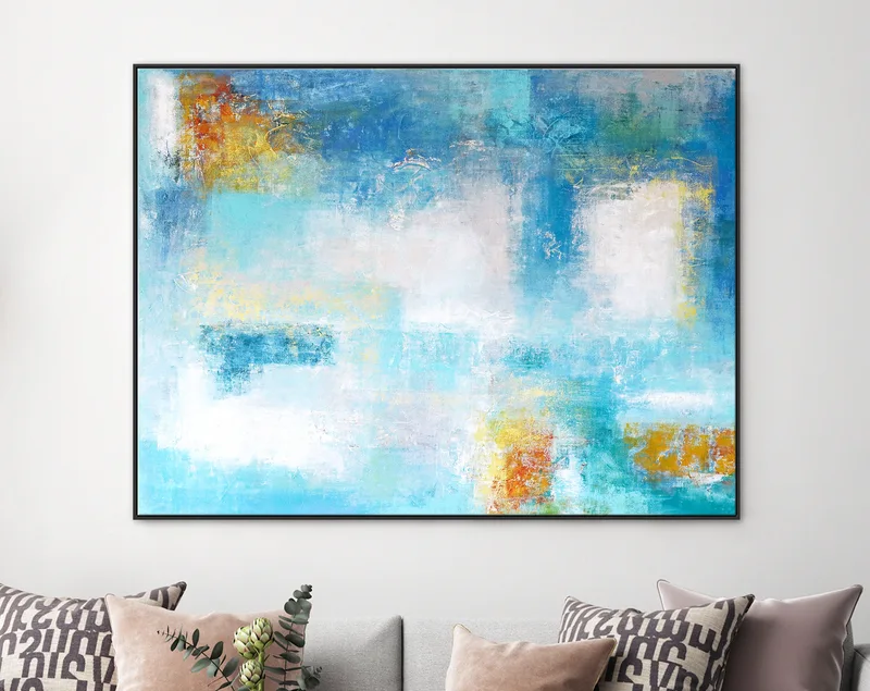 Contemporary Original Abstract Painting in Acrylic, Large Modern Canvas Wall art of Colorful Brush Strokes | Misty