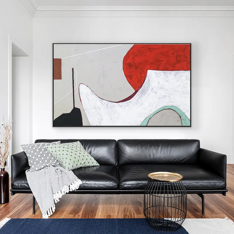 Calmness in Red Abstract Original Acrylic Painting, Large & Wide Contemporary Modern Canvas Wall Art | A forehead and notions