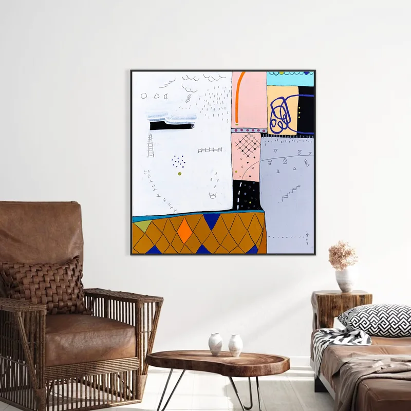 Geometric Original Abstract Painting in Acrylic, Large Contemporary Modern Canvas Wall Art | Not a math I