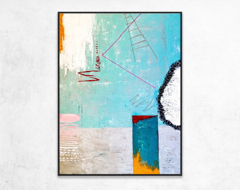 Playful & Colorful Abstract Original Painting in Acrylic, Vibrant and Trendy of Large Modern Canvas Art | Tale III