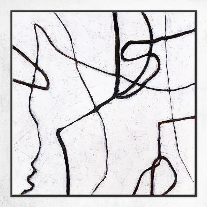 Simple and Bold Lines and Texture Large Original Abstract Minimalism Painting, Black and White Modern Canvas Wall Art | Es I