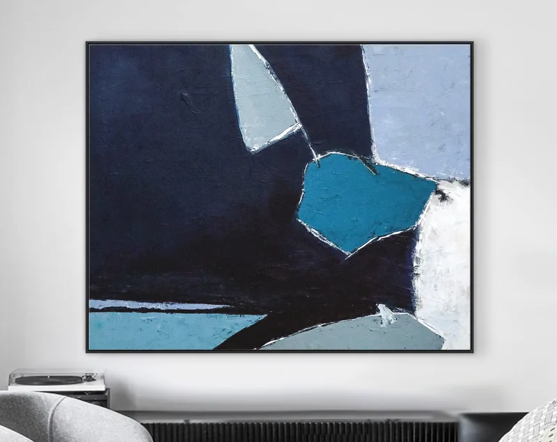 Minimalist Original Abstract Acrylic Painting, Joyful Dive into Blue in Modern Canvas Wall Art | Come out to play