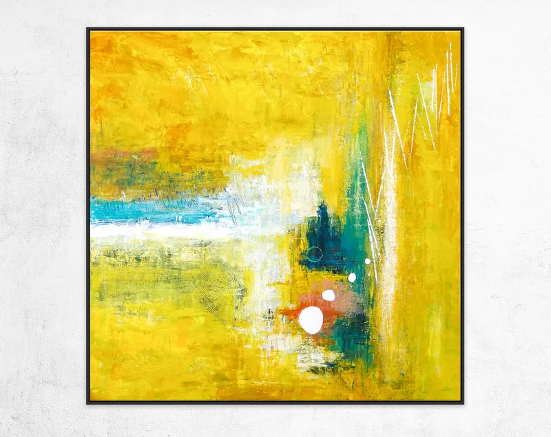 Modern Original Abstract Painting in Acrylic, Large Expressionist Journey in Yellow Canvas Wall Art | Ideation