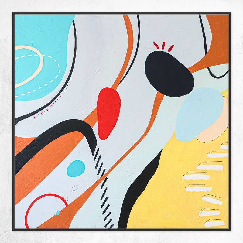 Bright & Cheerful Large Abstract Original Acrylic Painting, Modern Canvas Wall Art Expressing Elemental Principles | Elementum