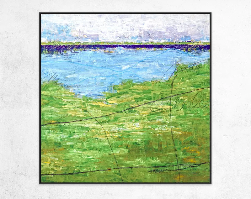 Original Acrylic Modern Abstract Painting, Large Green Canvas Art of Echoes the Simplicity of Summer | Summer green