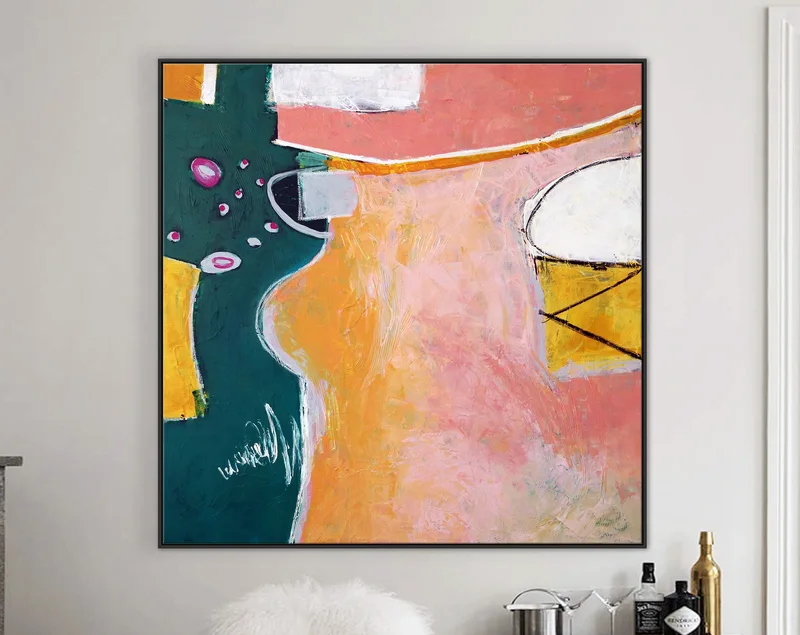 Original Abstract Acrylic Painting, Large Colorful Modern Canvas Wall Art Filled with Expressive Marks and Shapes | Magician's table