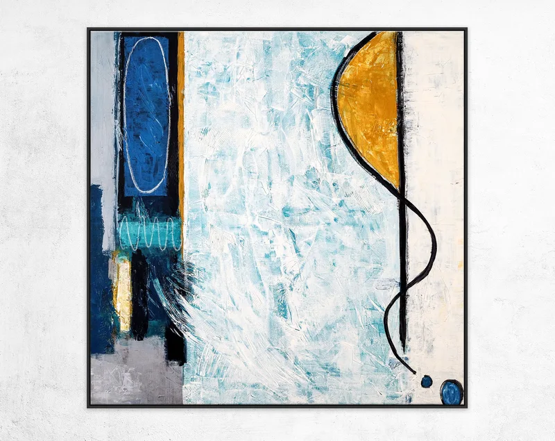 Large Modern Original Abstract Acrylic Painting, Canvas Wall Art of Refreshing Dive into the Essence of Coolness | Pool