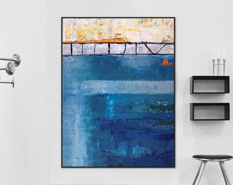 Modern Blue Abstract Original Acrylic Painting, Large Contemporary Canvas Wall Art of the Ebb & Flow of Life | Passage