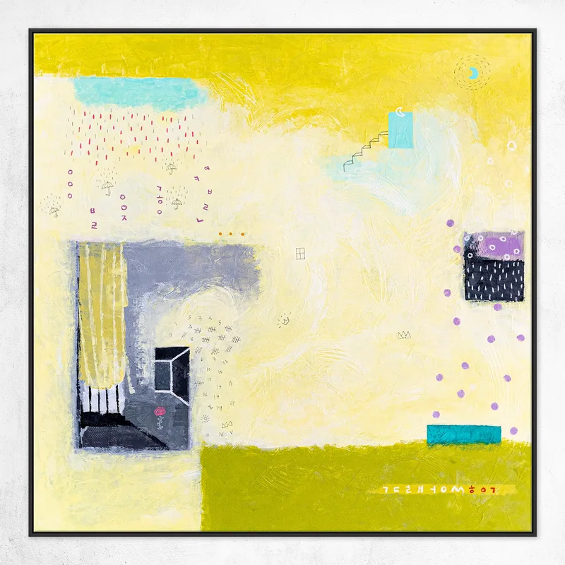 Dreamy Large Original Abstract Yellow Painting, Modern Canvas Wall Art in Beautiful Colors | Daydream of Sunday