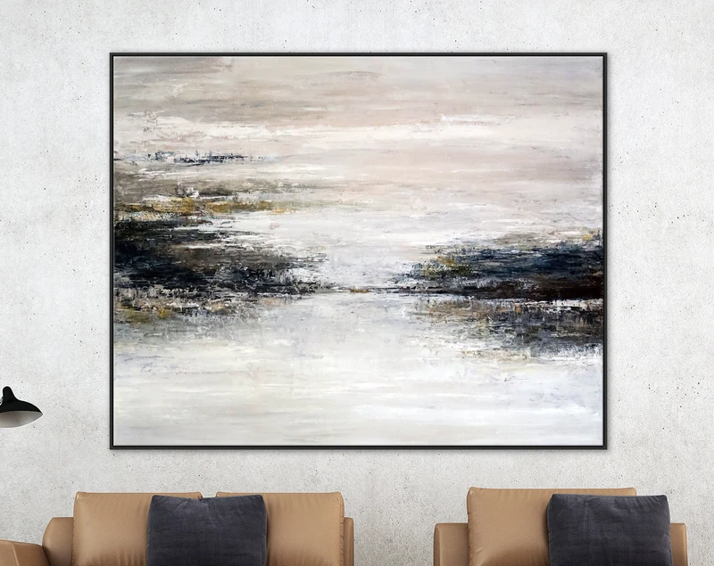 Tranquil Abstract Original Painting in Acrylic, Large Modern Canvas Wall Art Invoking Mysterious Atmosphere | Yet