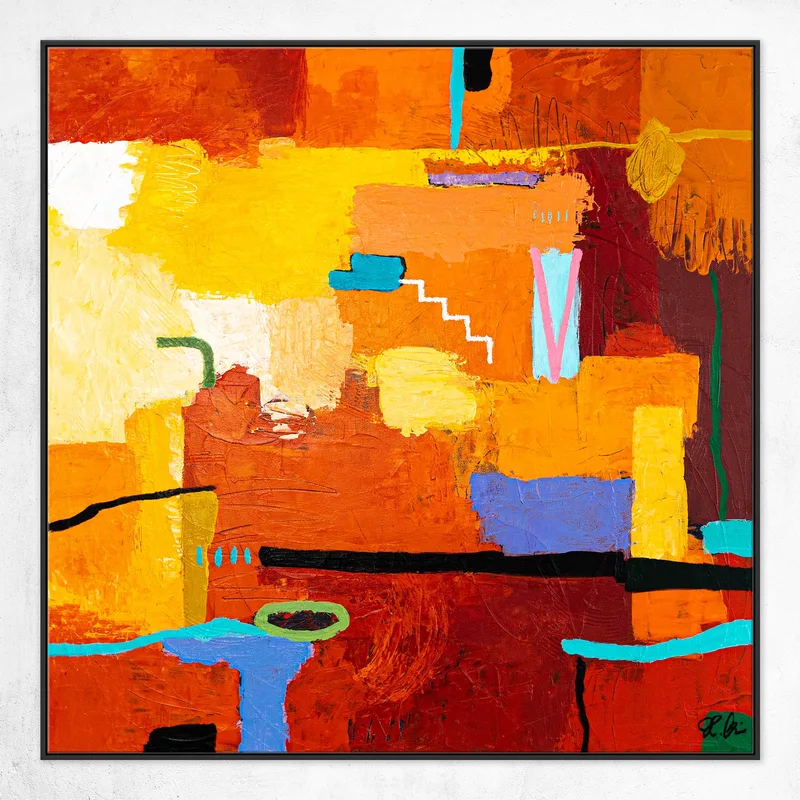 Intense Red and Orange Color Large Original Abstract Painting, Colorful Modern Canvas Wall Art, Deep and Luminous Expression | Dormir