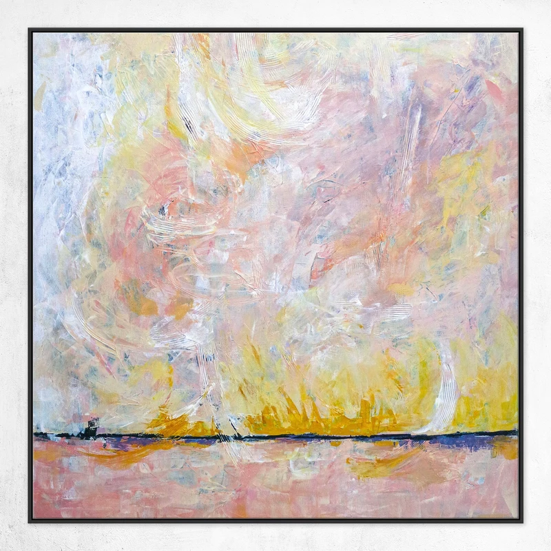 Colorful & Bright Expression Original Abstract Acrylic Painting, Large Modern Expressionism Canvas Wall Art | Blush field