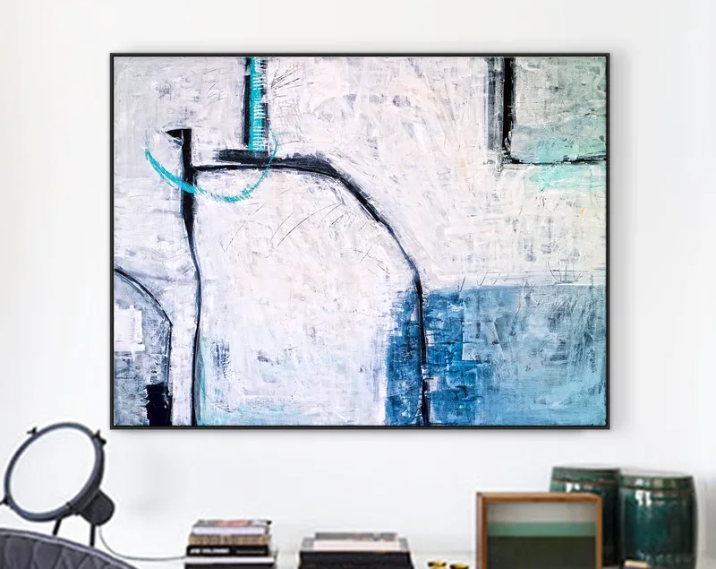Minimalist Original Abstract Acrylic Painting, Expressionist Contemporary Modern Large Canvas Wall Art | Old modern